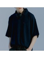 韓國Romantic Crown - MINIMAL LOGO KNIT POLO_NAVY